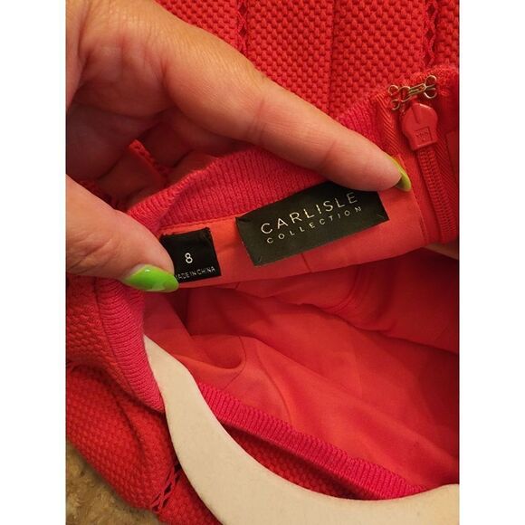 Carlisle Collection berry red waffle texture A-Line dress - Picture 12 of 14